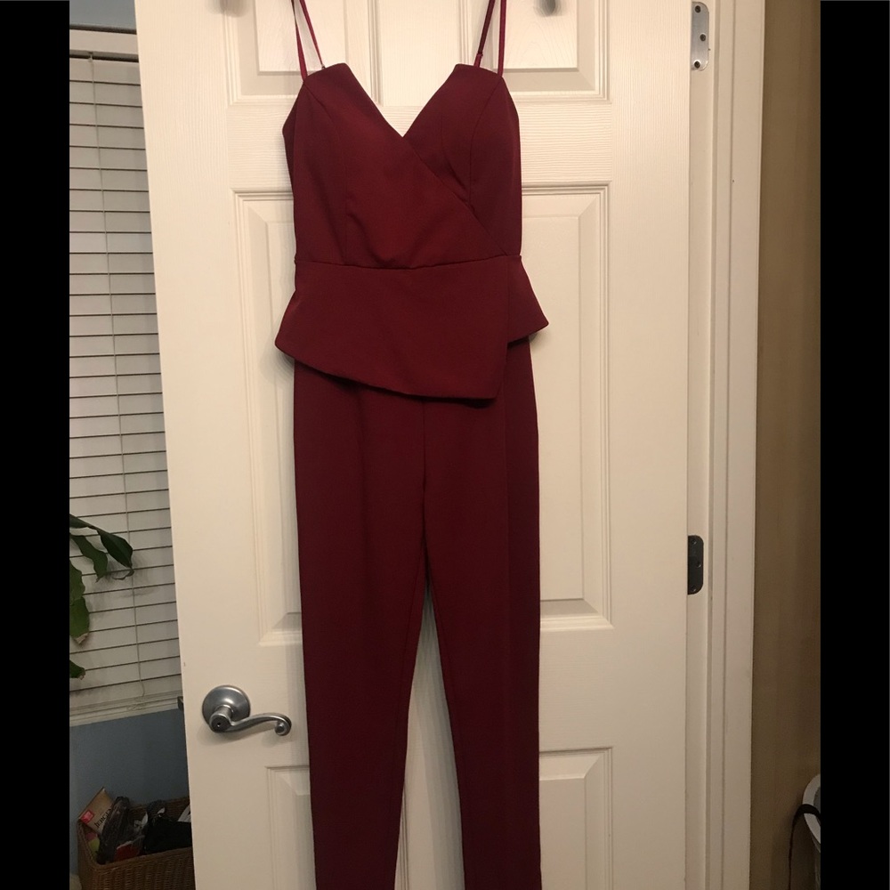 Boohoo asymmetric peplum jumpsuit